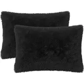vidaXL Kissen mit Kissen HEERLEN 2 Stk. Schwarz PV Fleece
