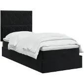 vidaXL Ottoman-Bett mit Matratze und LED Schwarz 80 x 200 cm Samt