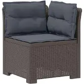 vidaXL 3-Sitzer Garten Sofa mit Kissen Rattan-Look PP Hellgrau