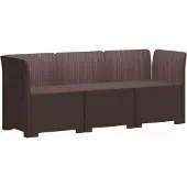 vidaXL 3-Sitzer Garten Sofa Rattan Look PP Braun