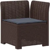 vidaXL 4-Sitzer Gartensofa mit Kissen Rattan Look PP Braun