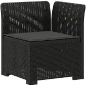 vidaXL 3-Sitzer Garten Sofa mit Kissen Rattan-Look PP Anthrazit