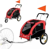 MEIYOU 2-in-1HundeanhängerfürFahrradFaltbarerHundebuggyfürkleine&mittelgroßeHundebis20kg,Rot