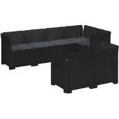 vidaXL 7-Sitzer Gartensofa mit Kissen Rattan-Look PP Anthrazit