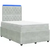 vidaXL LED Boxspringbett mit Matratze Hellgrau 120 x 190 cm Samt