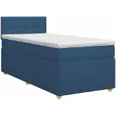 vidaXL Boxspringbett mit Matratze mit Kopfteil Blau 100 x 200 cm Stoff