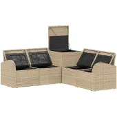 vidaXL Sofa Set 5 stk. Beige und Hellgrau Polyrattan und Stahl