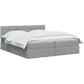 vidaXL LED-Speicherbett mit Matratze Hellgrau 180 x 200 cm Stoff