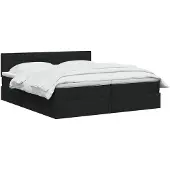vidaXL LED-Speicherbett mit Matratze Schwarz 180 x 200 cm Stoff
