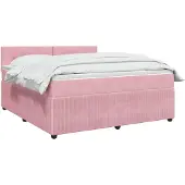 vidaXL Boxspringbett mit Matratze mit Kopfteil Rosa 140 x 200 cm Samt