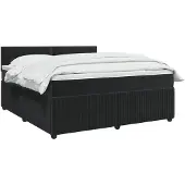 vidaXL Boxspringbett mit Matratze Schwarz 160 x 200 cm Samt