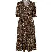 Apricot Midikleid "Polka-Dot Rüschenkleid" Gemustert