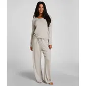 Hunkemoller Pyjamahose Gestreift Jersey Grau