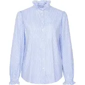 Seidensticker Rüschenbluse , Damen, Gr. L (40), blau (hellblau), 96% Polyamid, 4% Elasthan, gestreift, regular fit, Blusen Rüschenbluse, 1/1 Stehkragen Gestreift