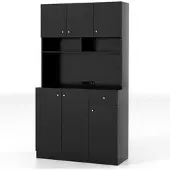 Helloshop26 - Aufbewahrungsschrank 100 x 40 x 181 cm mit USB-Anschluss und verstellbaren Einlegeböden modernes Design schwarzes MDF