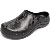 Ladeheid Gartenclogs für Herren Ultraleicht EVA Gartenschuhe LA-CA-ComoHappyMan (Schwarz/Grau Tarnmuster, 42)