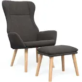 DKD Home Decor Relaxsessel mit Hocker Dunkelgrau Stoff