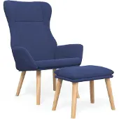vidaXL Relaxsessel mit Hocker Blau Stoff