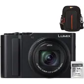 Panasonic Lumix DC-TZ300 - Schwarz + Lexar 64GB SDXC + Case Logic DCB-313