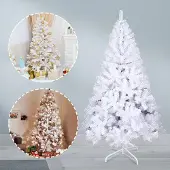 SWANEW Weihnachtsbaum künstlicher Tannenbaum inkl. Baumständer Metall Weiß 150cm