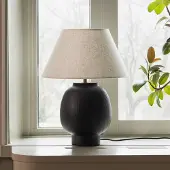 Globen Lighting Tischlampe Lorenzo, schwarz, für Wohn- / Esszimmer, Keramik, Skandinavisch, Tischlampe