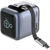 Verbatim Mini GaN Charger 70W einziehbares Kabel+Display 32059