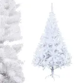 Jiubiaz Künstlicher Weihnachtsbaum künstlicher Tannenbaum inkl. Baumständer Metall Weiß 150cm