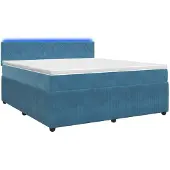 vidaXL Boxspringbett mit Matratze mit Kopfteil Blau 140 x 190 cm Samt