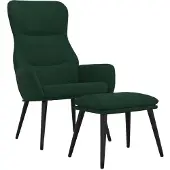 DKD Home Decor Relaxsessel mit Hocker Dunkelgrün Stoff