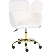 Beliani Bürostuhl Weiß Bouclé Höhenverstellbar Drehbar Modernes Design Homeoffice Schreibtischstuhl