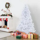 Vigevee Künstlicher Weihnachtsbaum Tannenbaum, PVC Nadeln Metallständer & Klappsystem Christbaum Weiß 210cm