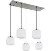 Globo Lighting LED Hängeleuchte KLADORA, Metall, Glas, Silber, 5-flammig, E27, opal