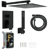 vidaXL Verborgenes Duschsystem (Quadrat) Schwarz Edelstahl 201