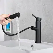 Markenlos Waschbeckenarmatur mit ausziehbarer Dusche - Schwarz