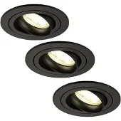 LEDVION 3er Set LED Einbaustrahler Rund Schwarz 3W dimmbar Neutralweiss