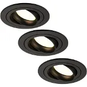 LEDVION 3er Set LED Einbaustrahler Rund Schwarz 3W dimmbar Warmweiss