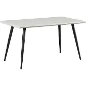HTI Esstisch Alrik, weiße MDF-Tischplatte, matt schwarzes Metallgestell, 80 cm breit, 76 cm hoch, 140 cm tief