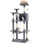 Northix Katzenbaum 158 cm mit Hängematte und Kratzstämmen, Dunkelgrau