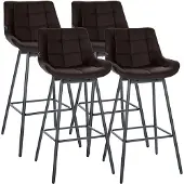 CLP 4er Set Barhocker Weston Schwenkbar Braun/Kunstleder