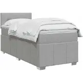 vidaXL Boxspringbett mit Matratze Hellgrau 80 x 200 cm Stoff
