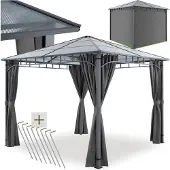 TecTake Gartenpavillon Caracas mit Aluminiumgestell, pulverbeschichtet