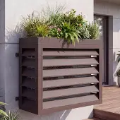 Mendler Verkleidung für Klimaanlage/Wärmetauscher HWC-O43 mit Pflanzkasten, Abdeckung, Metall 80x97x38cm dunkelbraun