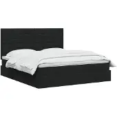 vidaXL LED-Speicherbett mit Matratze Schwarz 160 x 200 cm Stoff