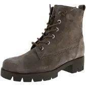 Gabor Damen Schnürboots aus Rauleder, Gr. 38,5, braun (taupe), mit Schnürung und Reißverschluss, Absatz ca. 3,5 cm
