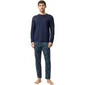 Mey Anzug lang Serie Dark Leaves Yacht Blue | Größe M