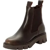 Tamaris Damen Chelseaboots aus Leder braun Größe 42 Absatz ca. 3,5 cm