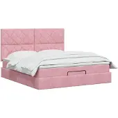vidaXL Ottoman-Bett mit Matratze und LED Rosa 160 x 200 cm Samt