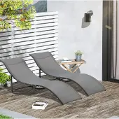 STILVORA Sonnenliege 2er Set aus Aluminium, Dunkelgrau, 165x61x63 cm, faltbar