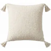 Homescapes DEKOKISSEN Musselin offwhite mit Quasten, 45/45 cm