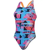 Speedo - Badeanzug für Damen, Racerback (Sirene Rot/Blau)